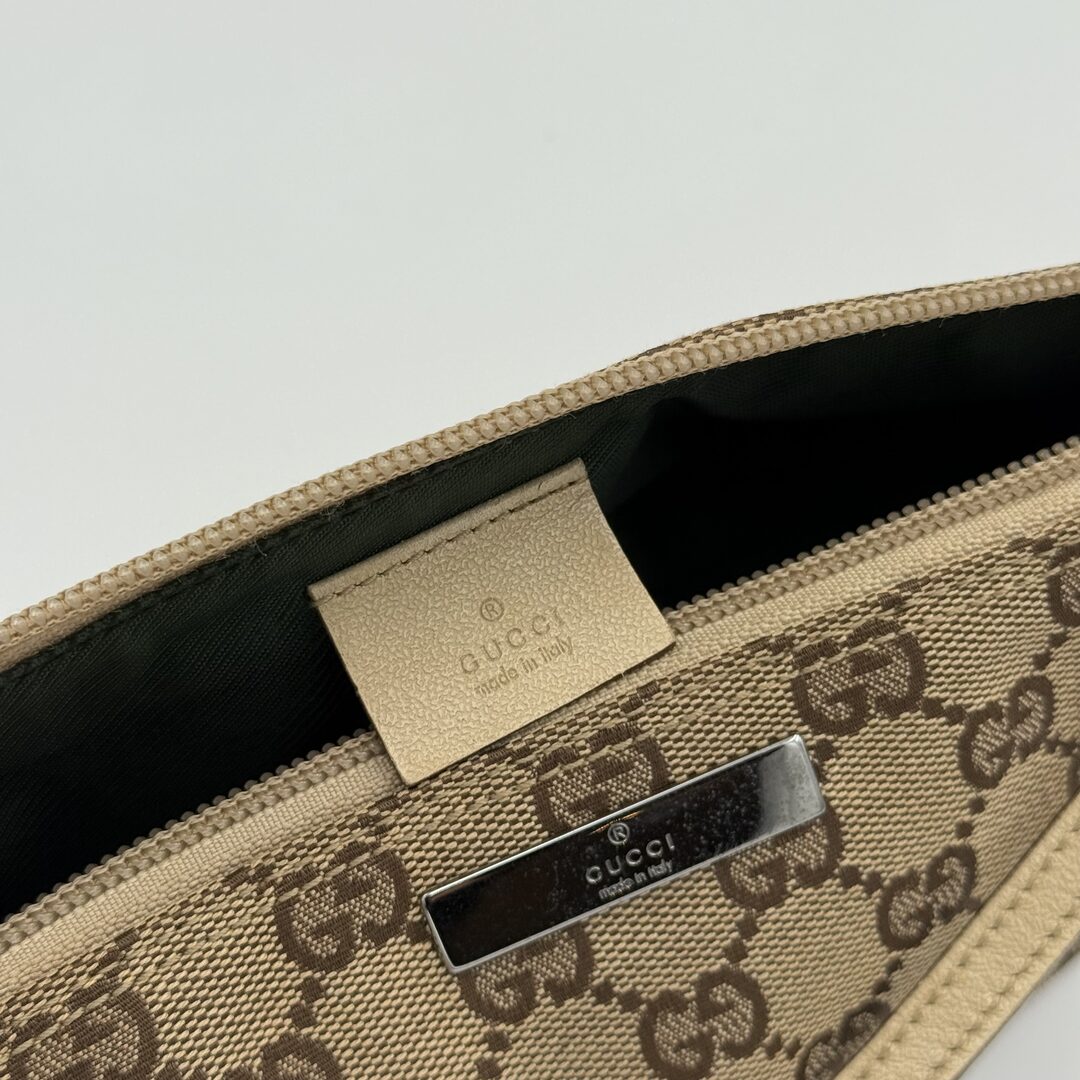 Gucci GG Monogram Cream Boat Pochette Handbag