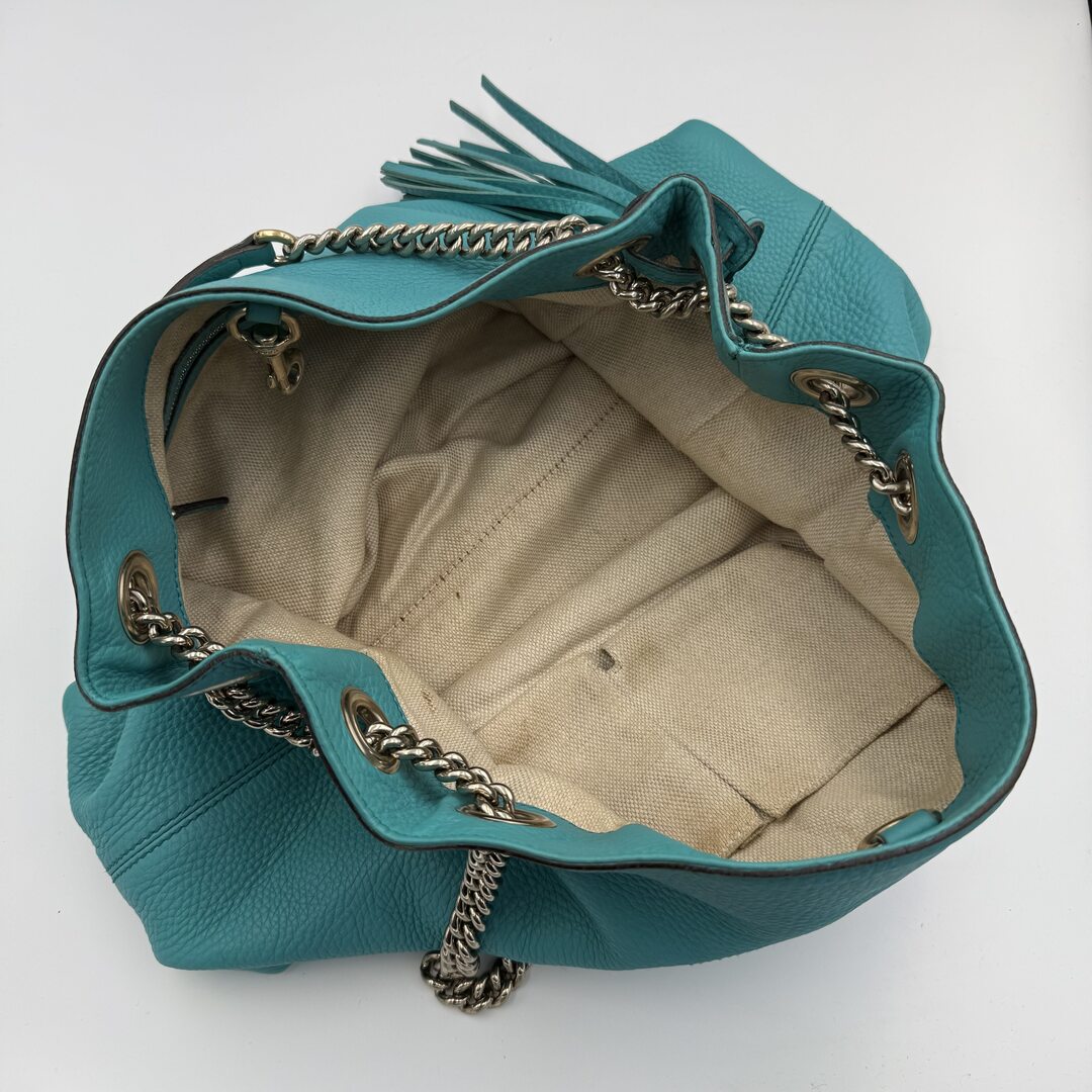 Gucci Soho Chain Blue Leather Tote Bag