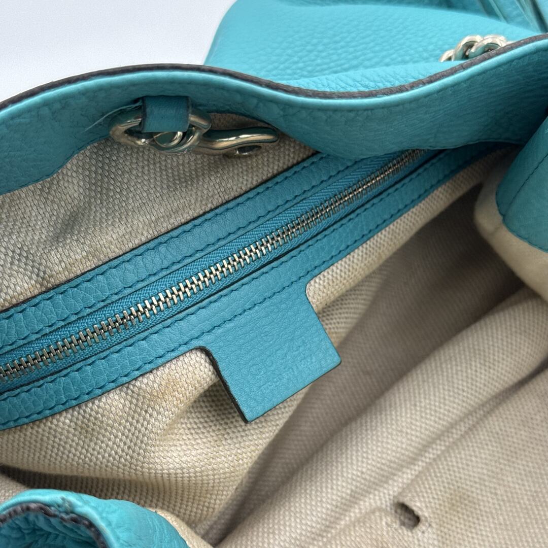 Gucci Soho Chain Blue Leather Tote Bag