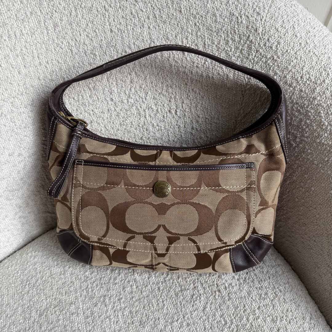 Coach Signature Hobo Brown Shoulder Bag