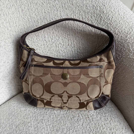 Coach Signature Hobo Brown Shoulder Bag