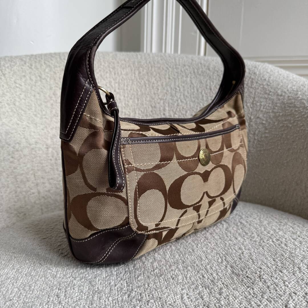 Coach Signature Hobo Brown Shoulder Bag
