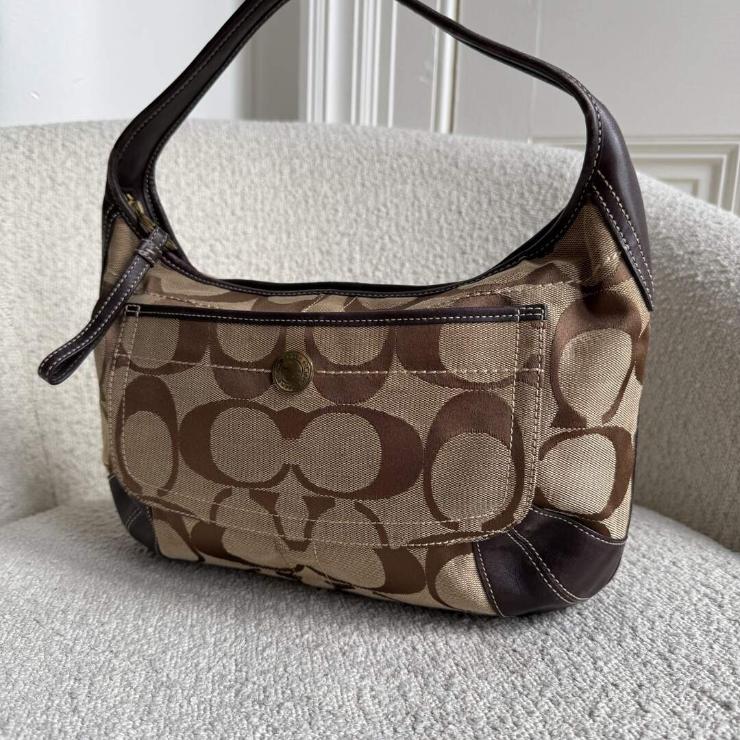 Coach Signature Hobo Brown Shoulder Bag