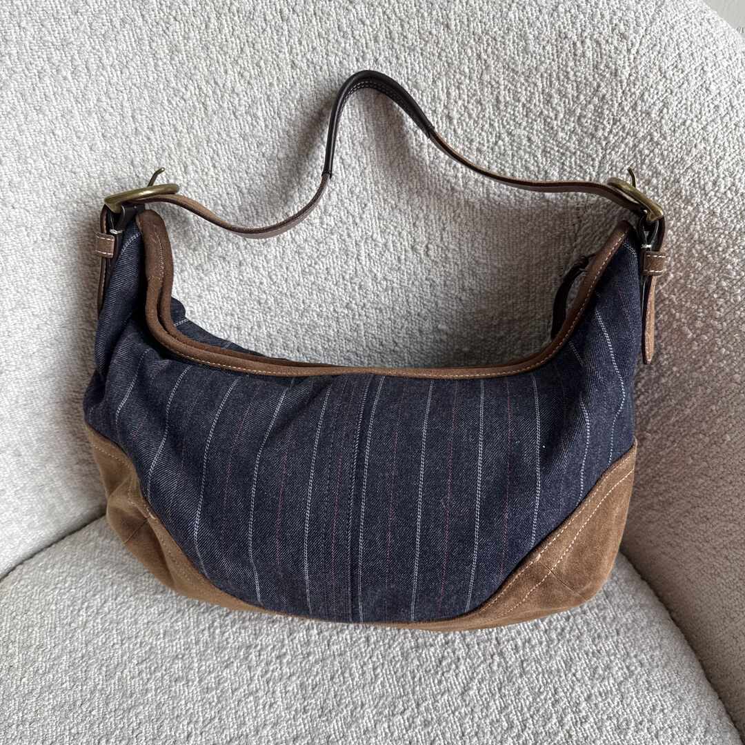 Coach Croissant Blue Denim Hobo Shoulder Bag