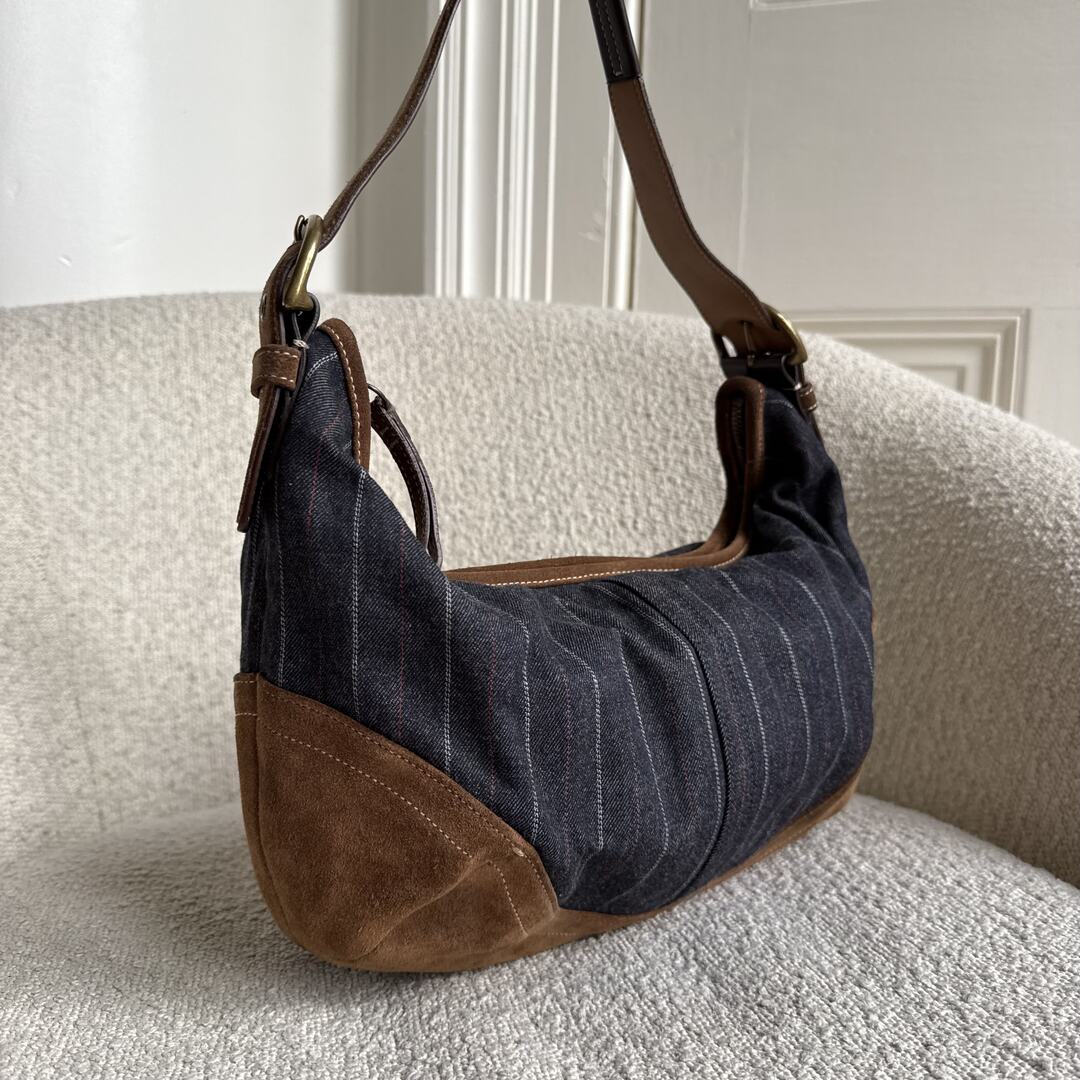 Coach Croissant Blue Denim Hobo Shoulder Bag