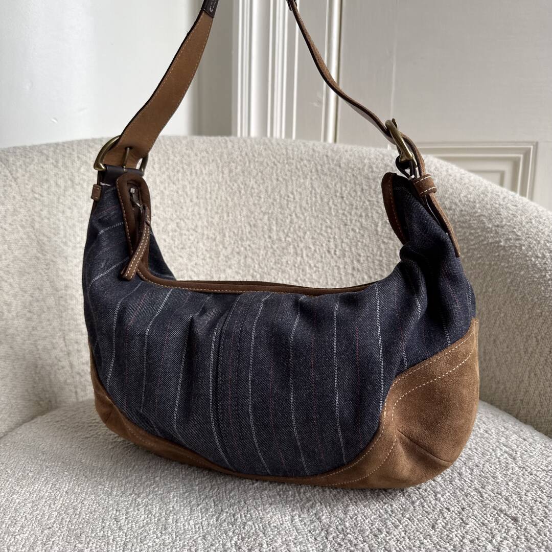 Coach Croissant Blue Denim Hobo Shoulder Bag