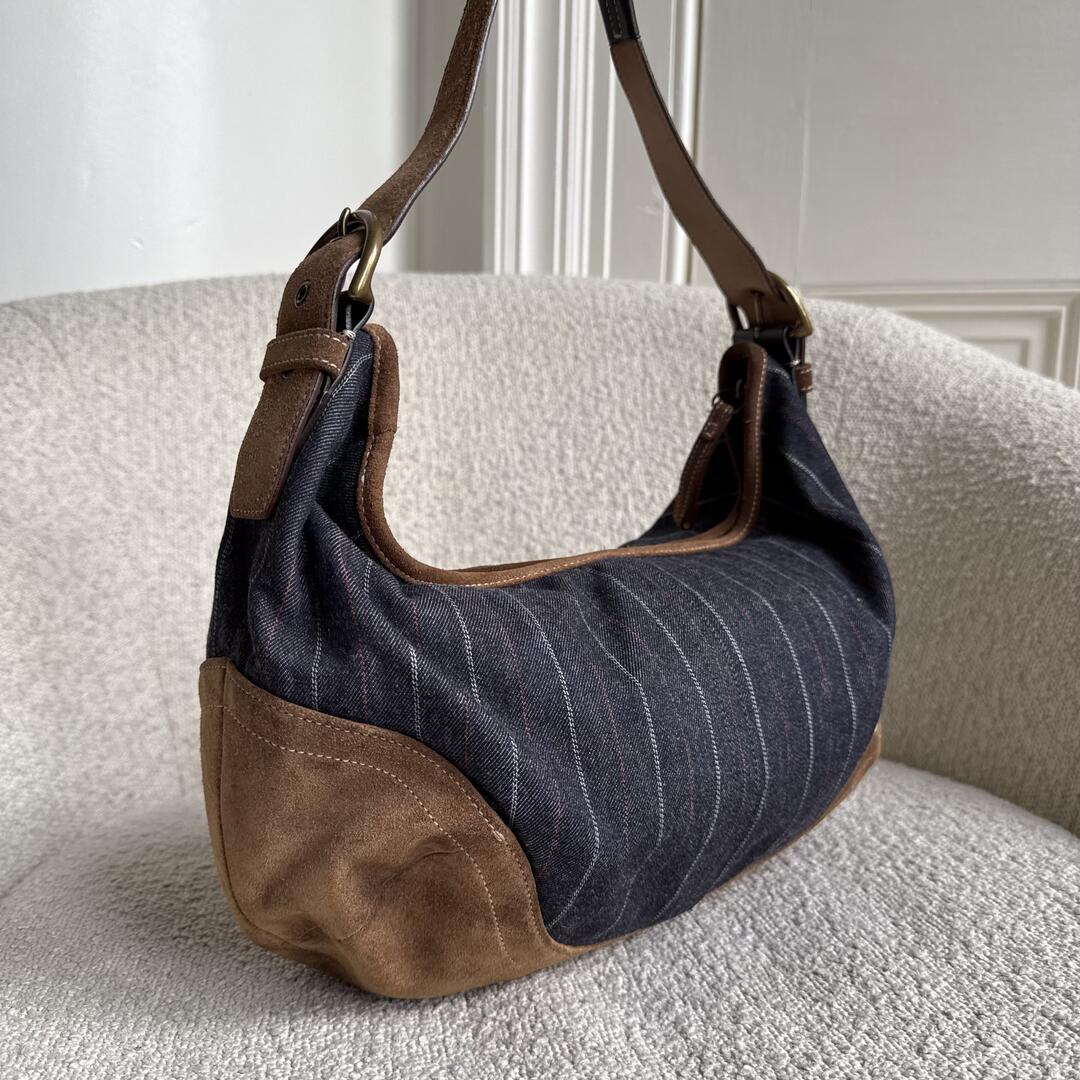 Coach Croissant Blue Denim Hobo Shoulder Bag