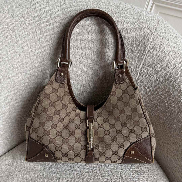 Gucci GG Canvas Jackie Brown Hobo Shoulder Bag