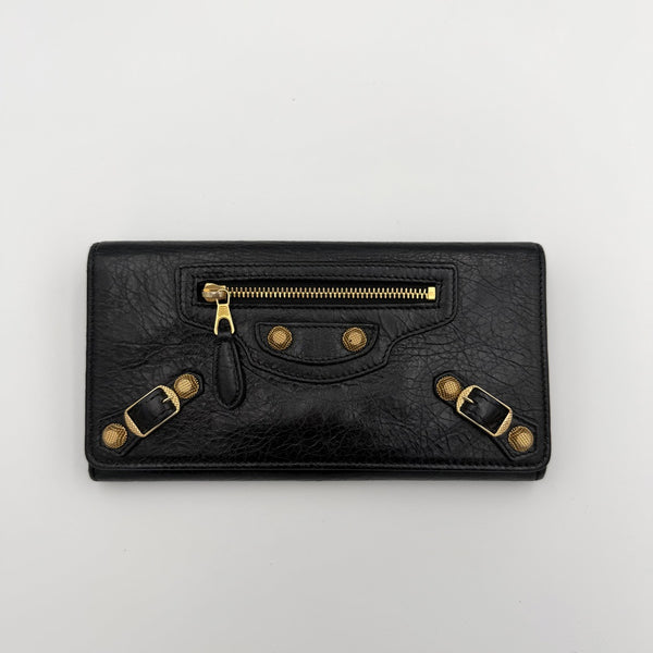 Balenciaga Giant 21 Continental Leather Black Zip Wallet