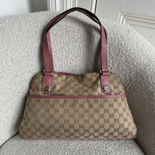Gucci GG Canvas Charmy Pink Shoulder Bag