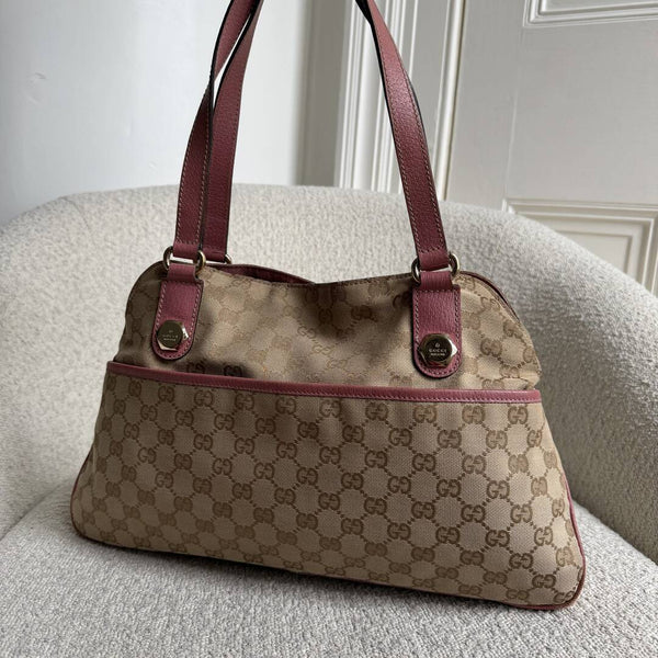 Gucci GG Canvas Charmy Pink Shoulder Bag