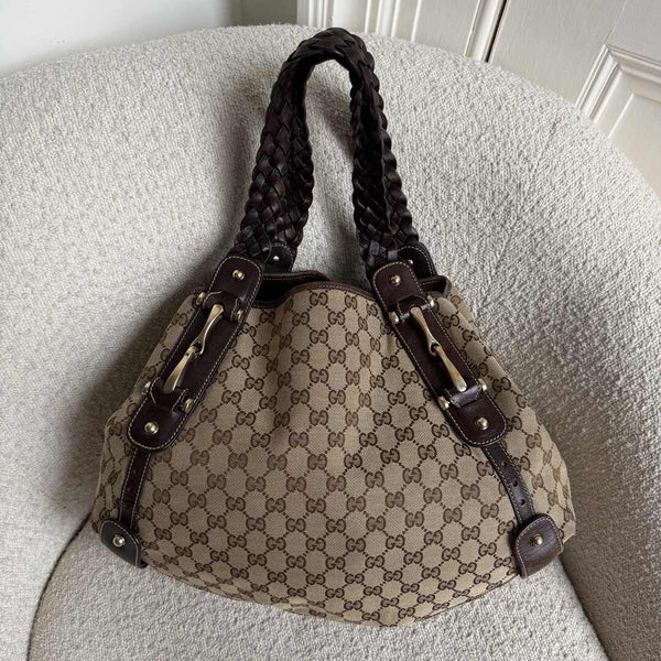 Gucci GG Canvas Horsebit Brown Tote Bag