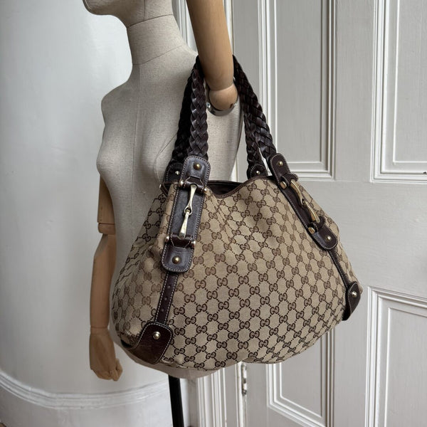 Gucci GG Canvas Horsebit Brown Tote Bag