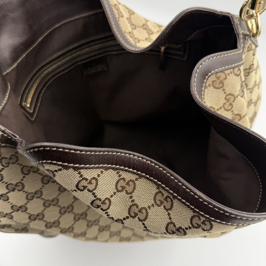 Gucci GG Canvas Peggy Brown Shoulder Bag