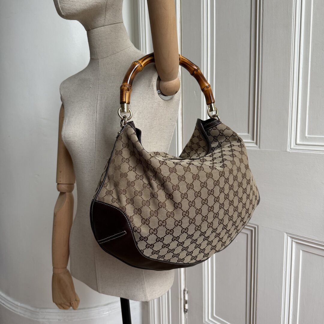 Gucci GG Canvas Peggy Brown Shoulder Bag
