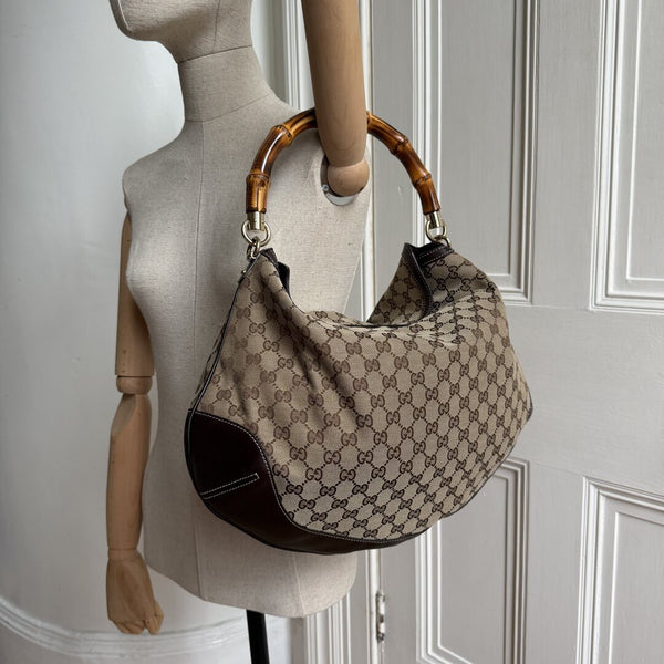 Gucci GG Canvas Peggy Brown Shoulder Bag