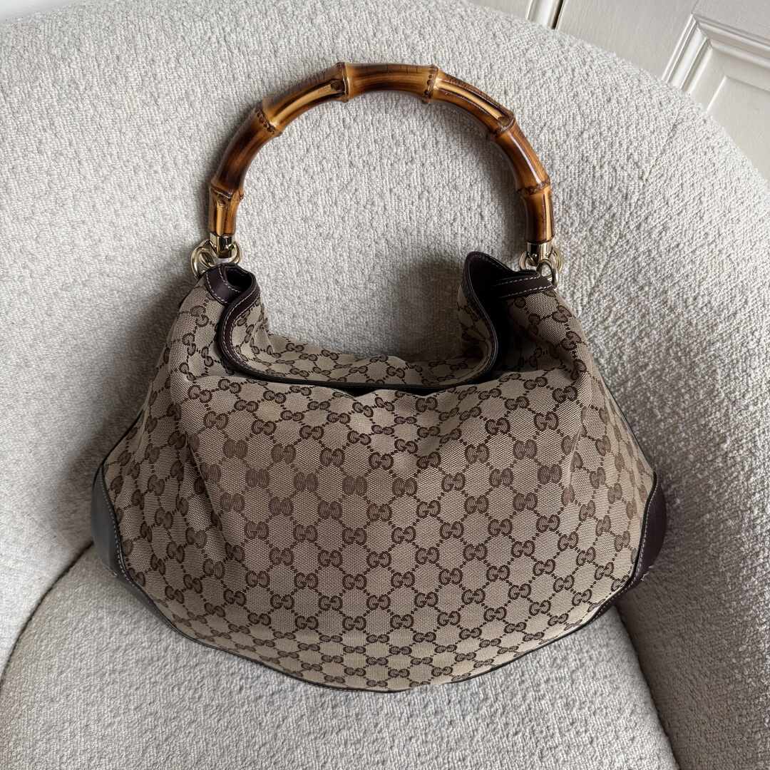 Gucci GG Canvas Peggy Brown Shoulder Bag