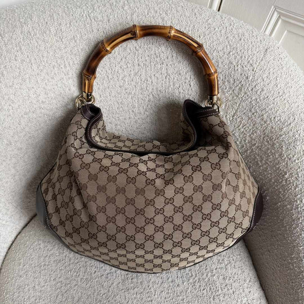 Gucci GG Canvas Peggy Brown Shoulder Bag