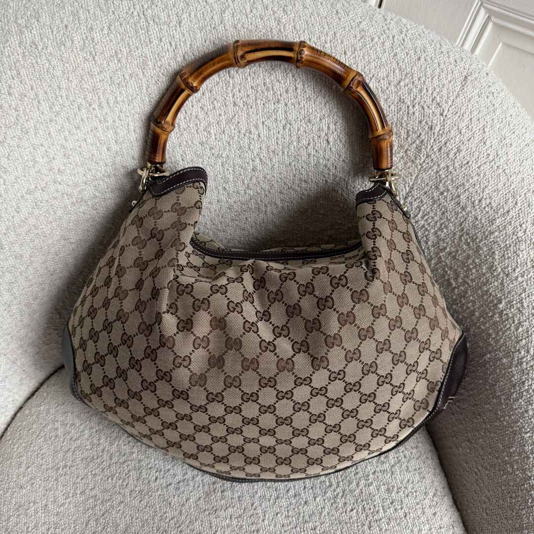 Gucci GG Canvas Peggy Brown Shoulder Bag