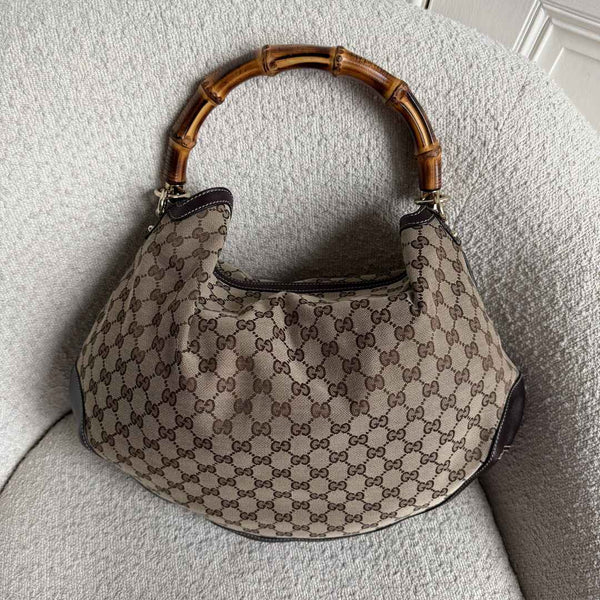 Gucci GG Canvas Peggy Brown Shoulder Bag