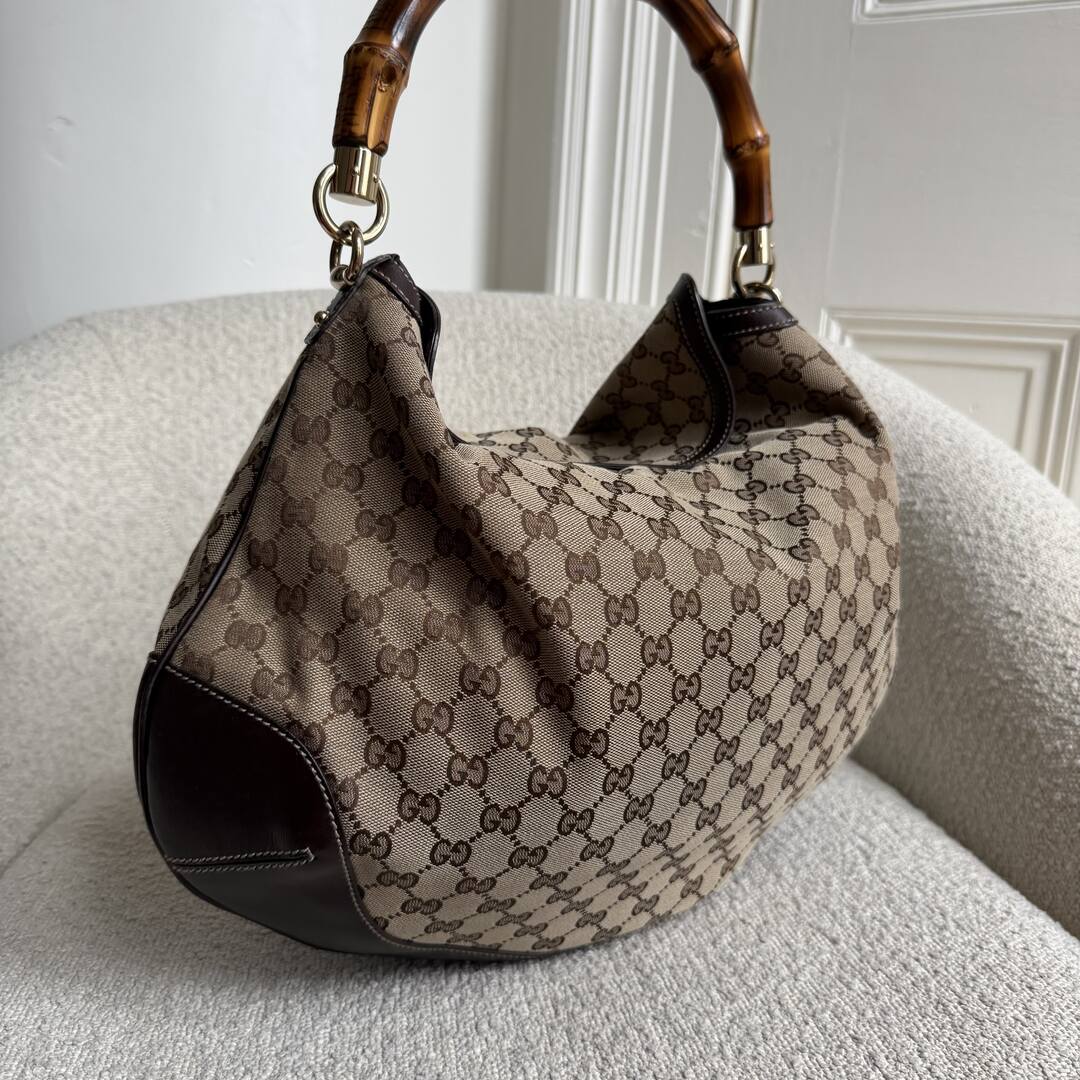 Gucci GG Canvas Peggy Brown Shoulder Bag