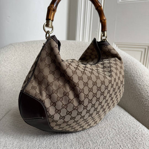 Gucci GG Canvas Peggy Brown Shoulder Bag