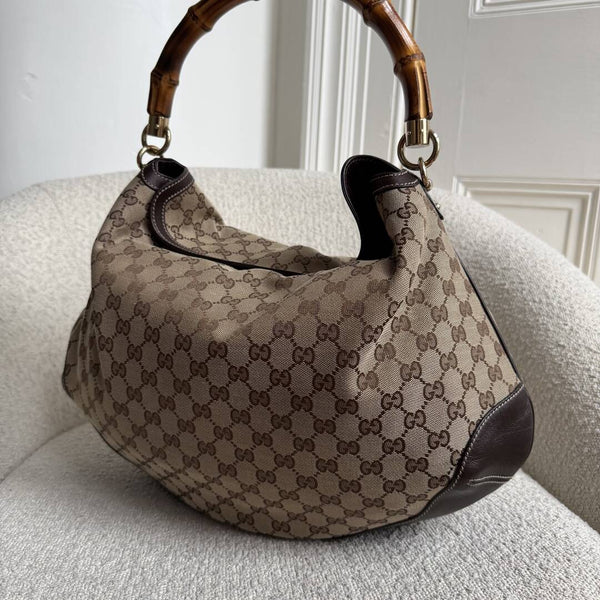 Gucci GG Canvas Peggy Brown Shoulder Bag