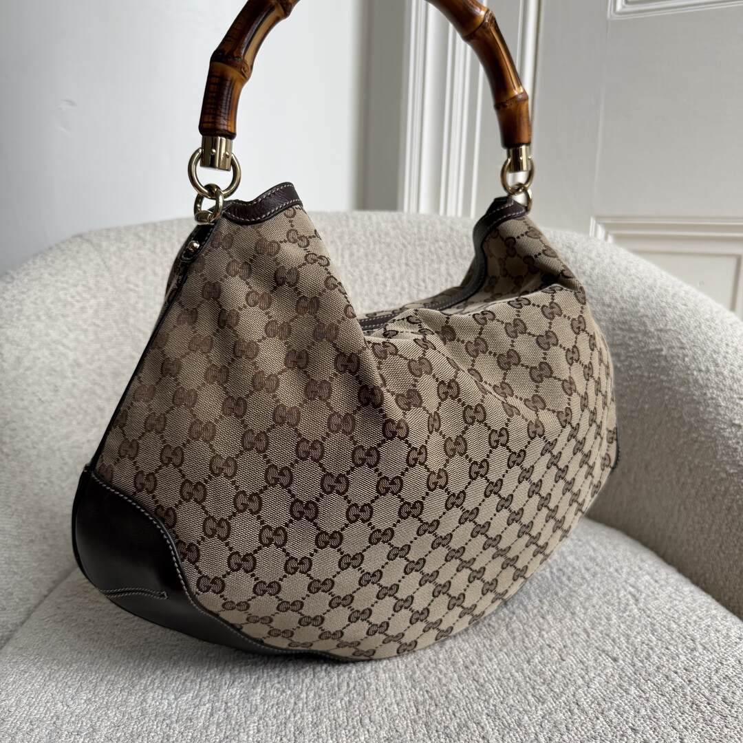 Gucci GG Canvas Peggy Brown Shoulder Bag
