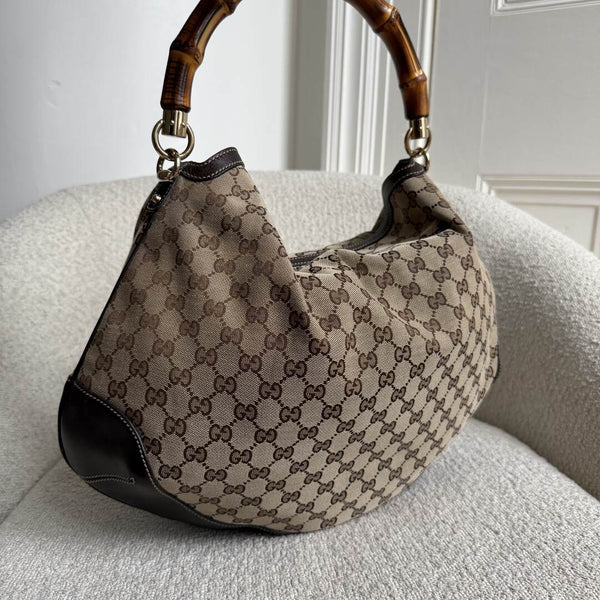 Gucci GG Canvas Peggy Brown Shoulder Bag