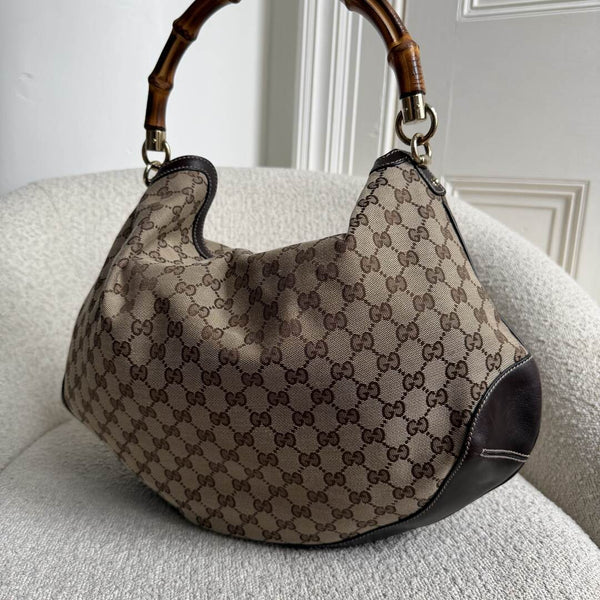 Gucci GG Canvas Peggy Brown Shoulder Bag