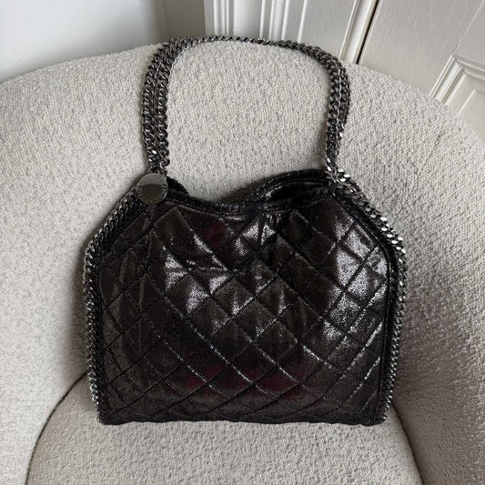 Stella McCartney Falabella Chain Quilted Metallic Silver Tote Bag