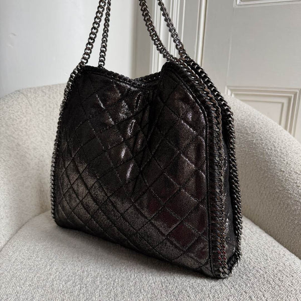 Stella McCartney Falabella Chain Quilted Metallic Silver Tote Bag