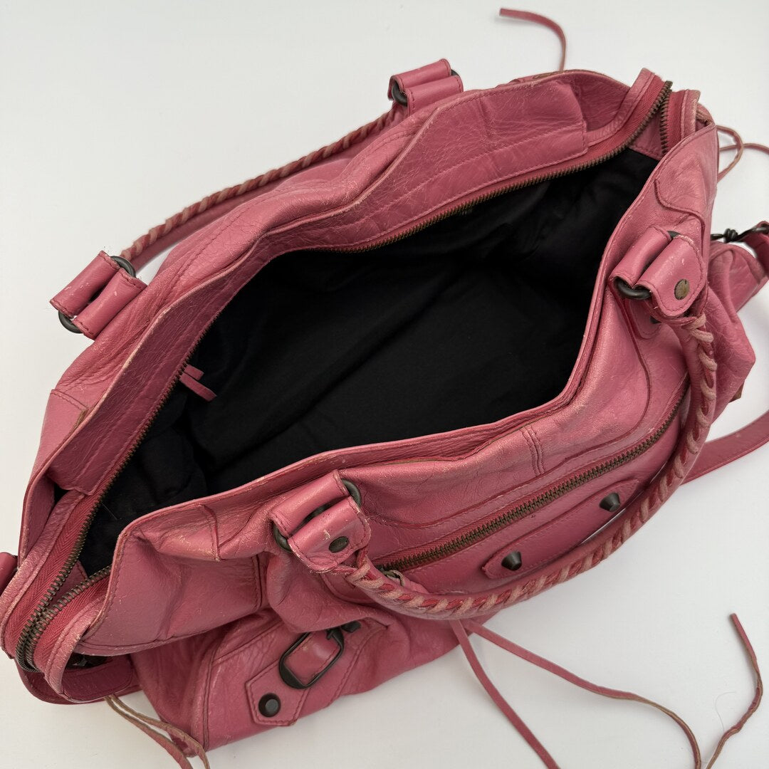 2003 Balenciaga The City Leather Pink Shoulder Bag