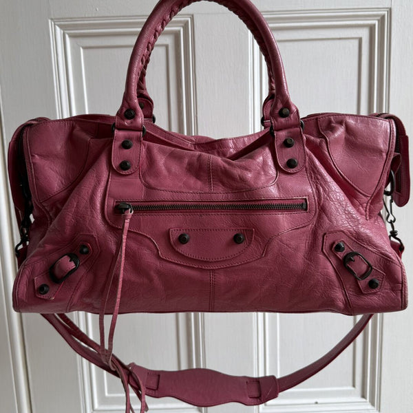 2003 Balenciaga The City Leather Pink Shoulder Bag