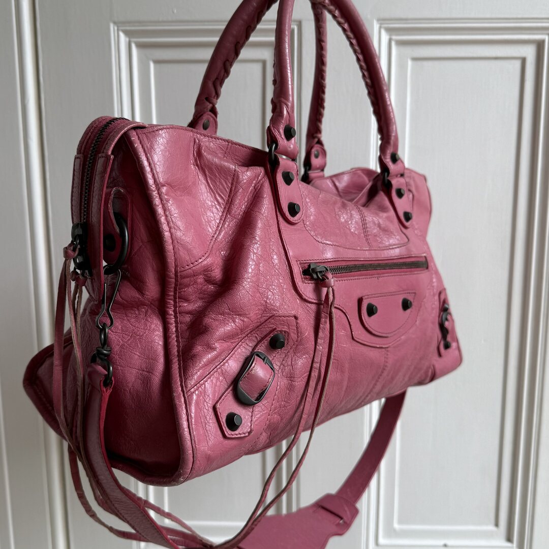 2003 Balenciaga The City Leather Pink Shoulder Bag
