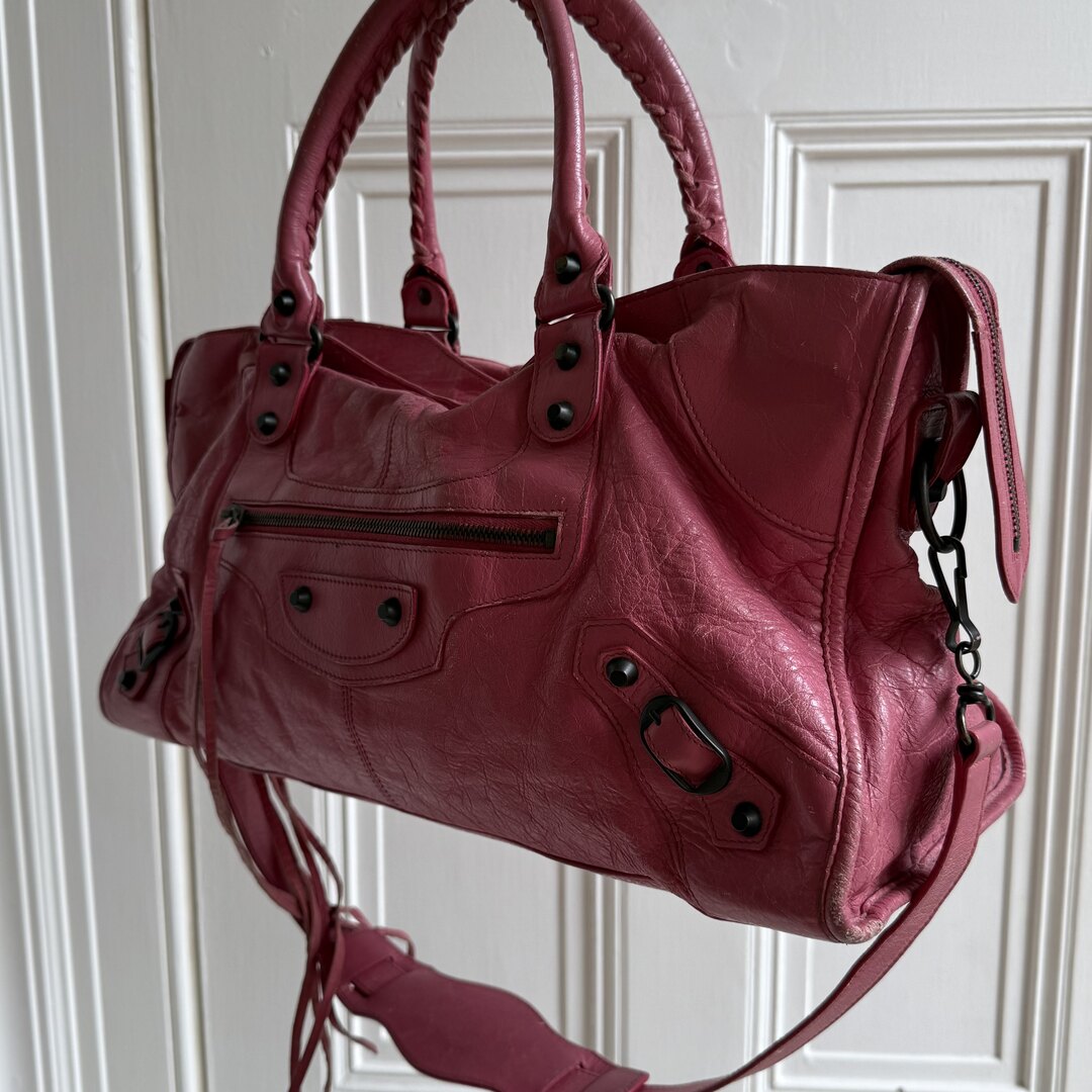 2003 Balenciaga The City Leather Pink Shoulder Bag