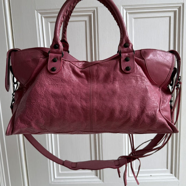 2003 Balenciaga The City Leather Pink Shoulder Bag