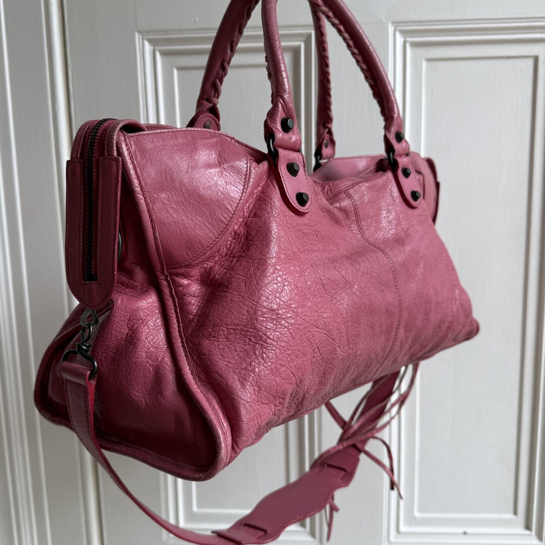 2003 Balenciaga The City Leather Pink Shoulder Bag