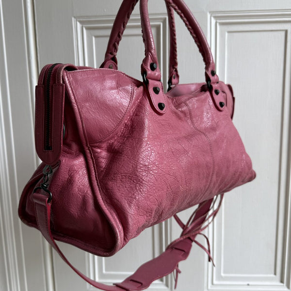 2003 Balenciaga The City Leather Pink Shoulder Bag