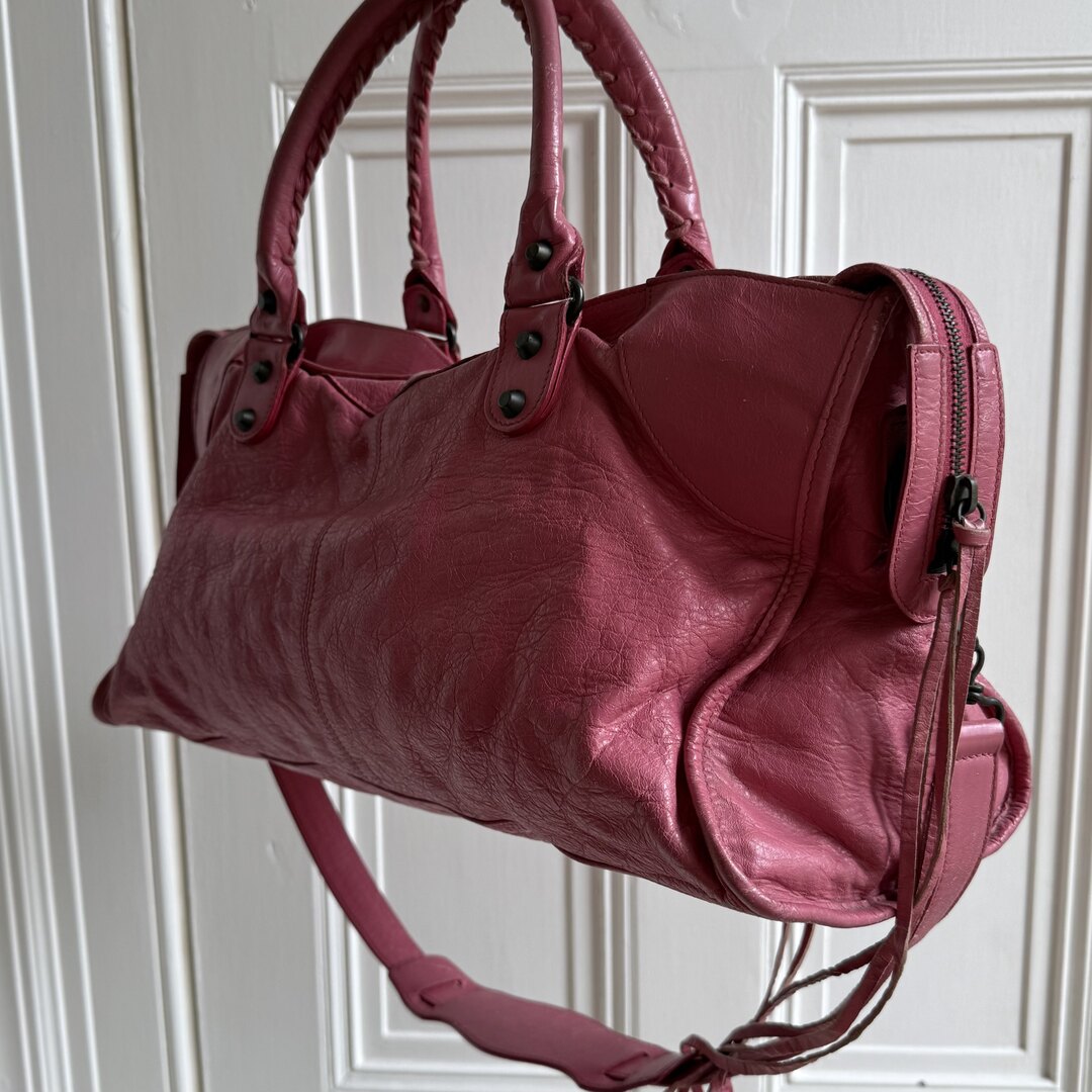 2003 Balenciaga The City Leather Pink Shoulder Bag