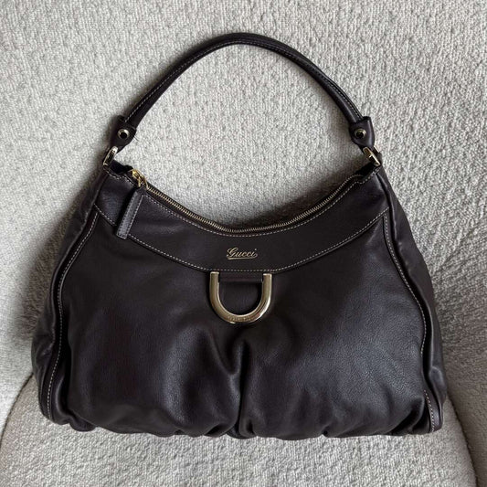 Gucci Abbey Leather Dark Brown Shoulder Bag