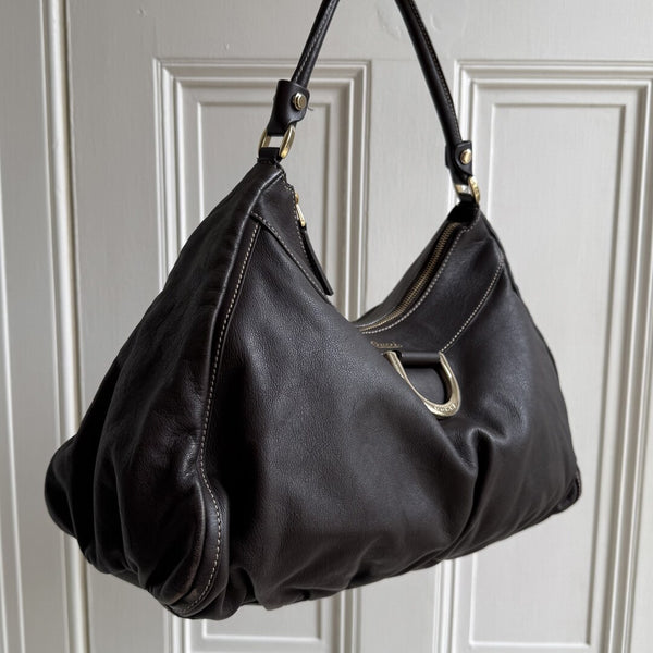 Gucci Abbey Leather Dark Brown Shoulder Bag