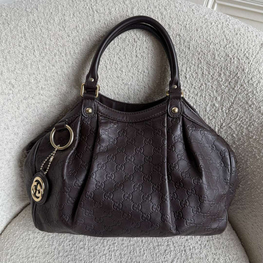 Gucci Guccissima Sukey Leather Brown Tote Bag