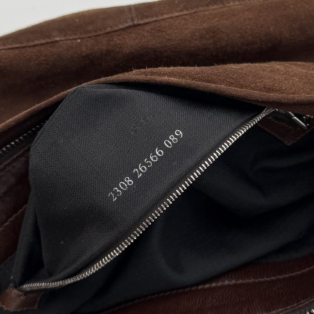 Fendi Mamma Baguette Suede Brown Shoulder Bag