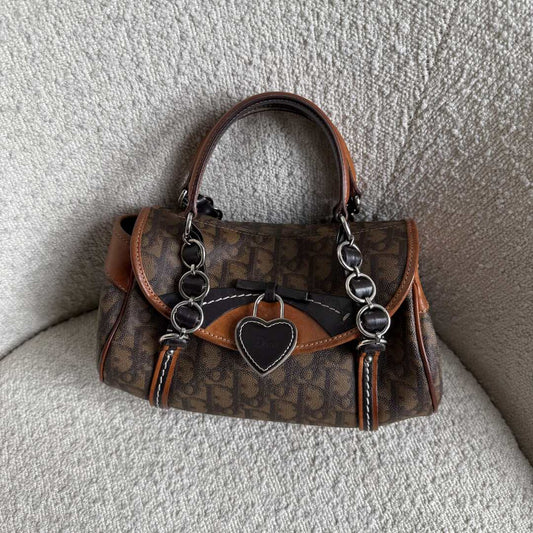 2000s Dior Romantique Trotter Brown Shoulder Bag