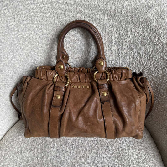 Miu Miu Vitello Leather Brown Handbag