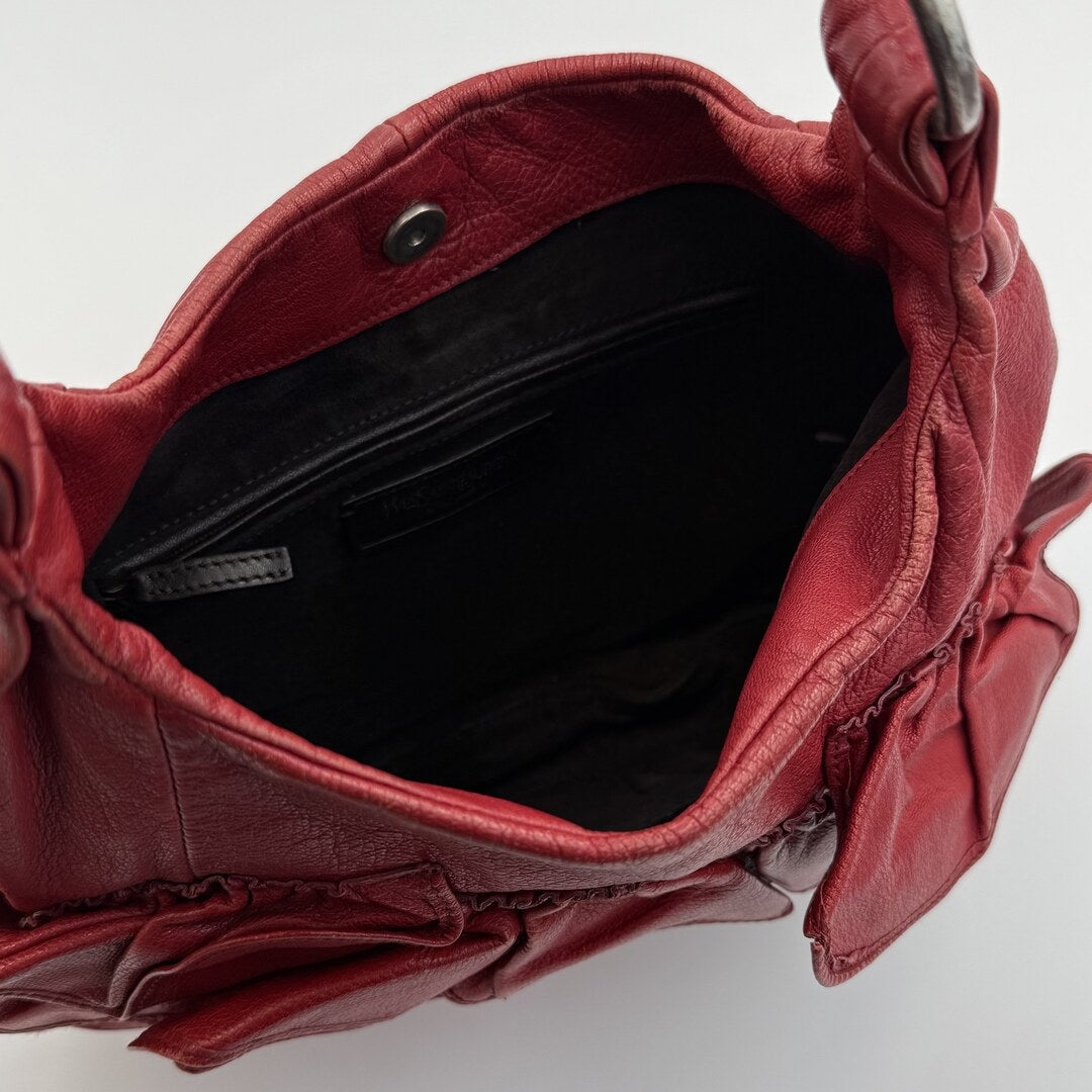 Yves Saint Laurent Rive Gauche Leather Red Shoulder Bag