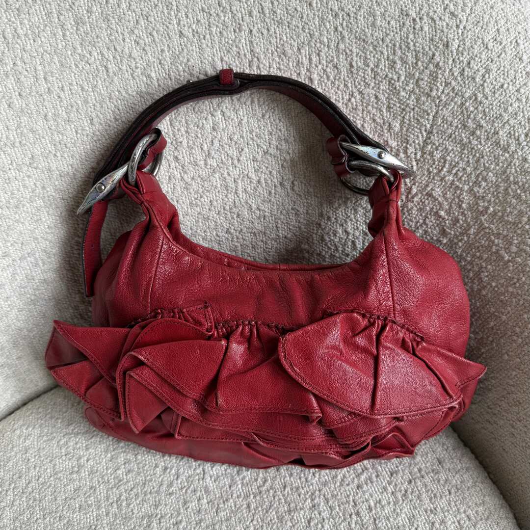 Yves Saint Laurent Rive Gauche Leather Red Shoulder Bag