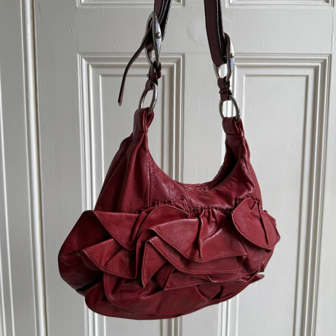Yves Saint Laurent Rive Gauche Leather Red Shoulder Bag