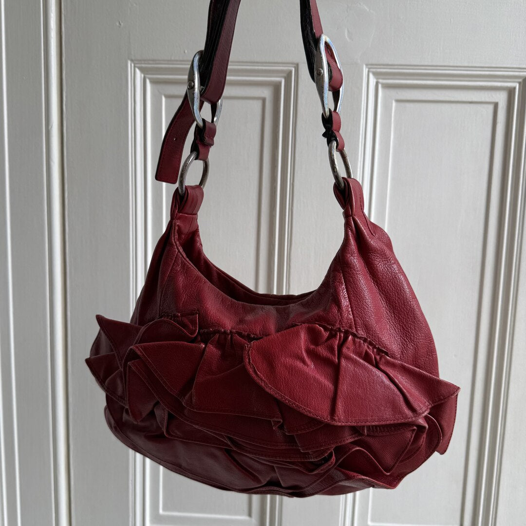 Yves Saint Laurent Rive Gauche Leather Red Shoulder Bag